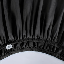 Microfiber fitted sheet with elasticized edge in dark gray/black