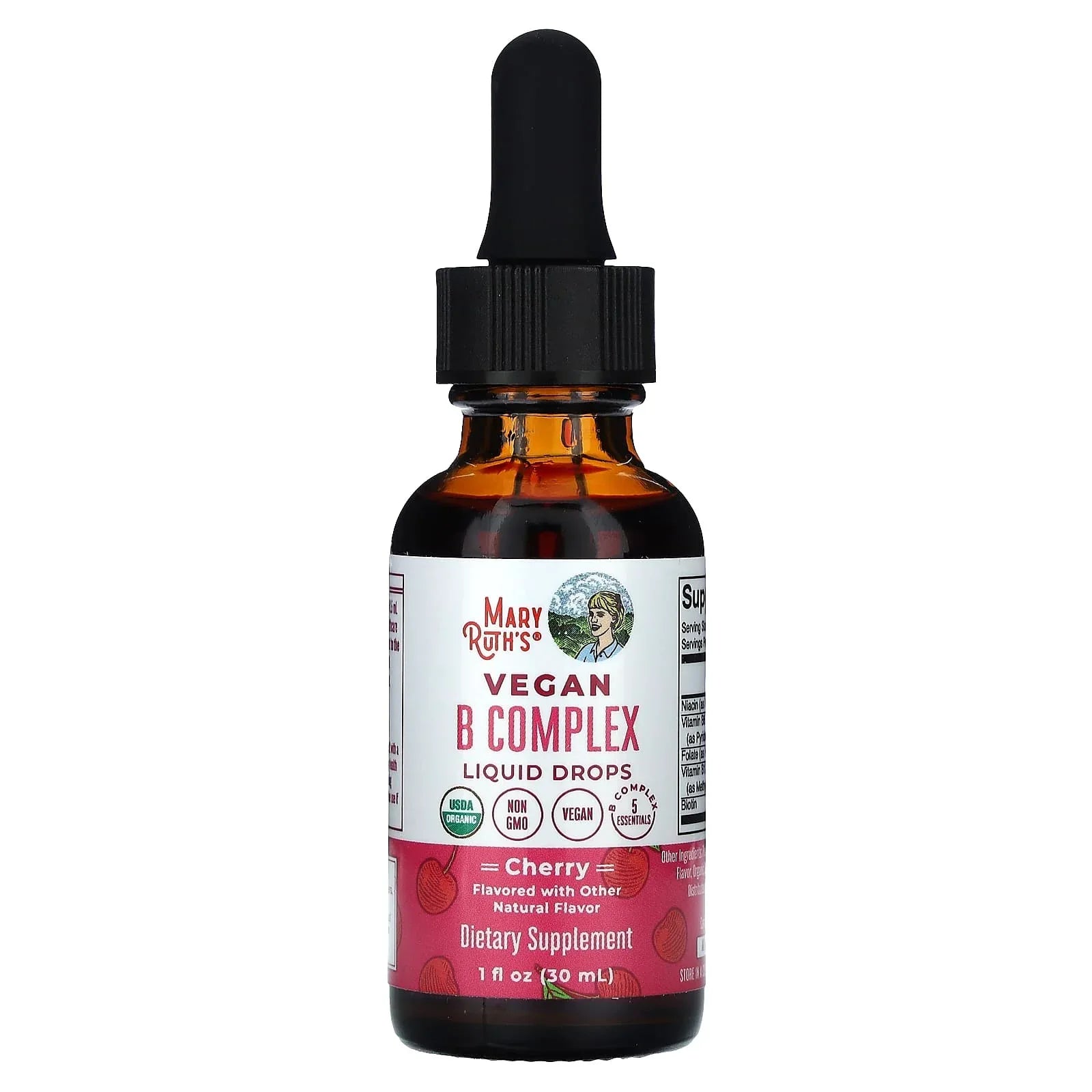 MaryRuth's, Vegan B Complex Liquid Drops, Cherry, 1 fl oz (30 ml) - USA MEGA SHOP