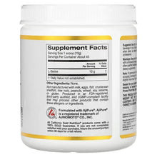 L-Serine powder supplement tub back label with Supplement Facts and ingredients