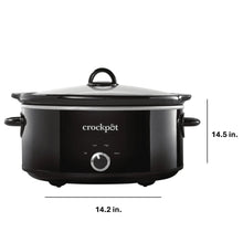Black manual slow cooker with domed lid, side handles, and circular control dial