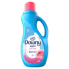 Downy Soft April Fresh 2-in-1 liquid fabric softener bottle, pink cap, 60 loads