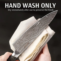 Hecef 8-Inch Chef Knife with Japanese Damascus Pattern and Ergonomic Wood Handle - USA MEGA SHOP