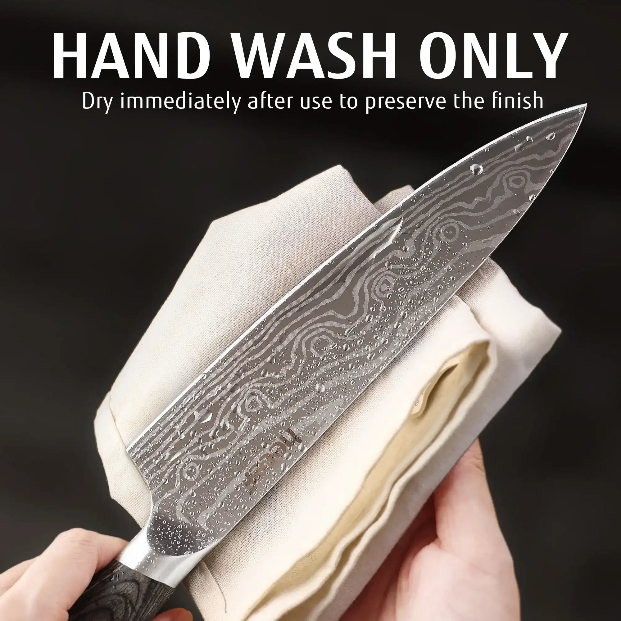 Hecef 8-Inch Chef Knife with Japanese Damascus Pattern and Ergonomic Wood Handle - USA MEGA SHOP