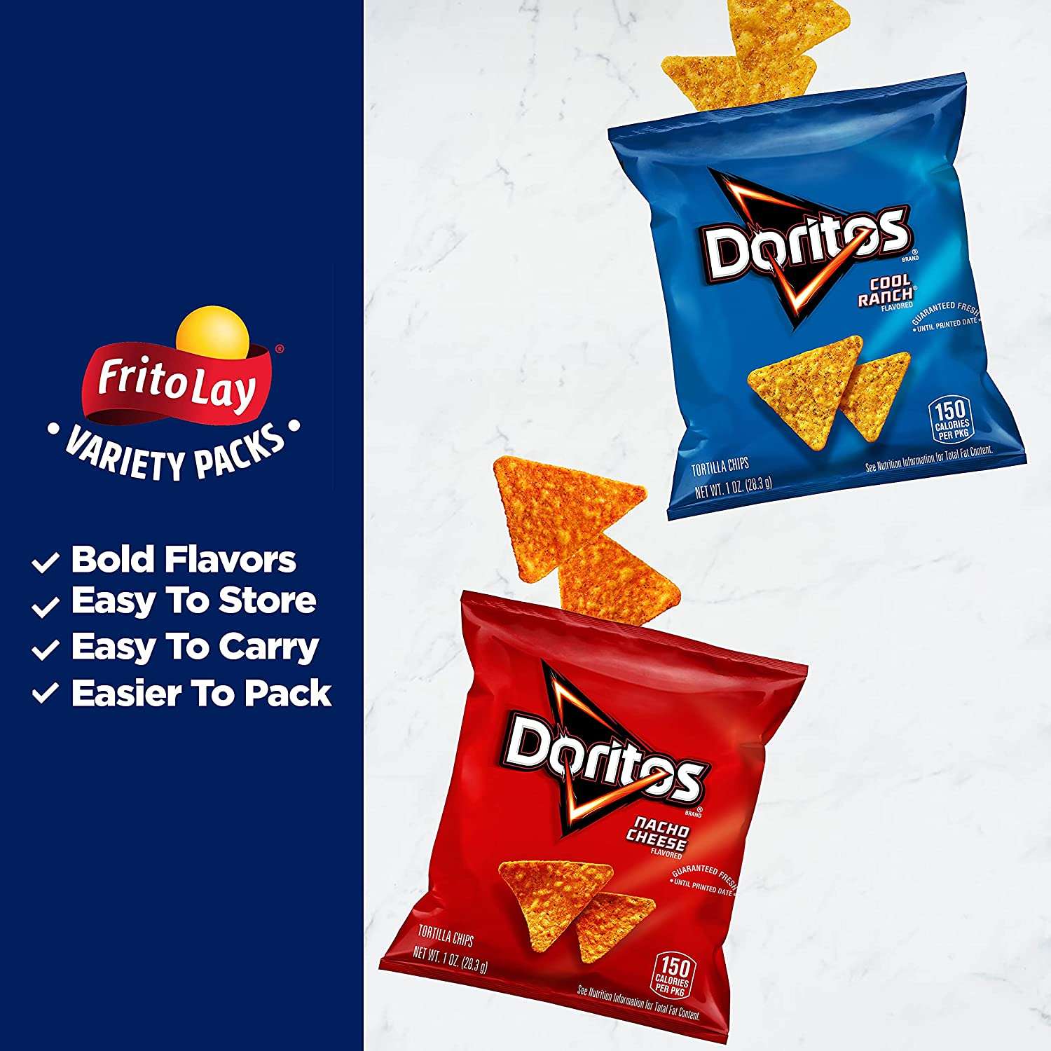 Doritos Cool Ranch Flavored Tortilla Chips Snacks Multipack, 1 oz Bags, 40 Count