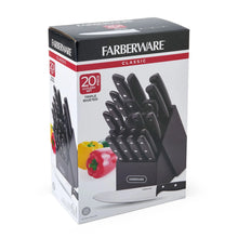 Farberware Classic 20-piece cutlery set box with black knife block and knives