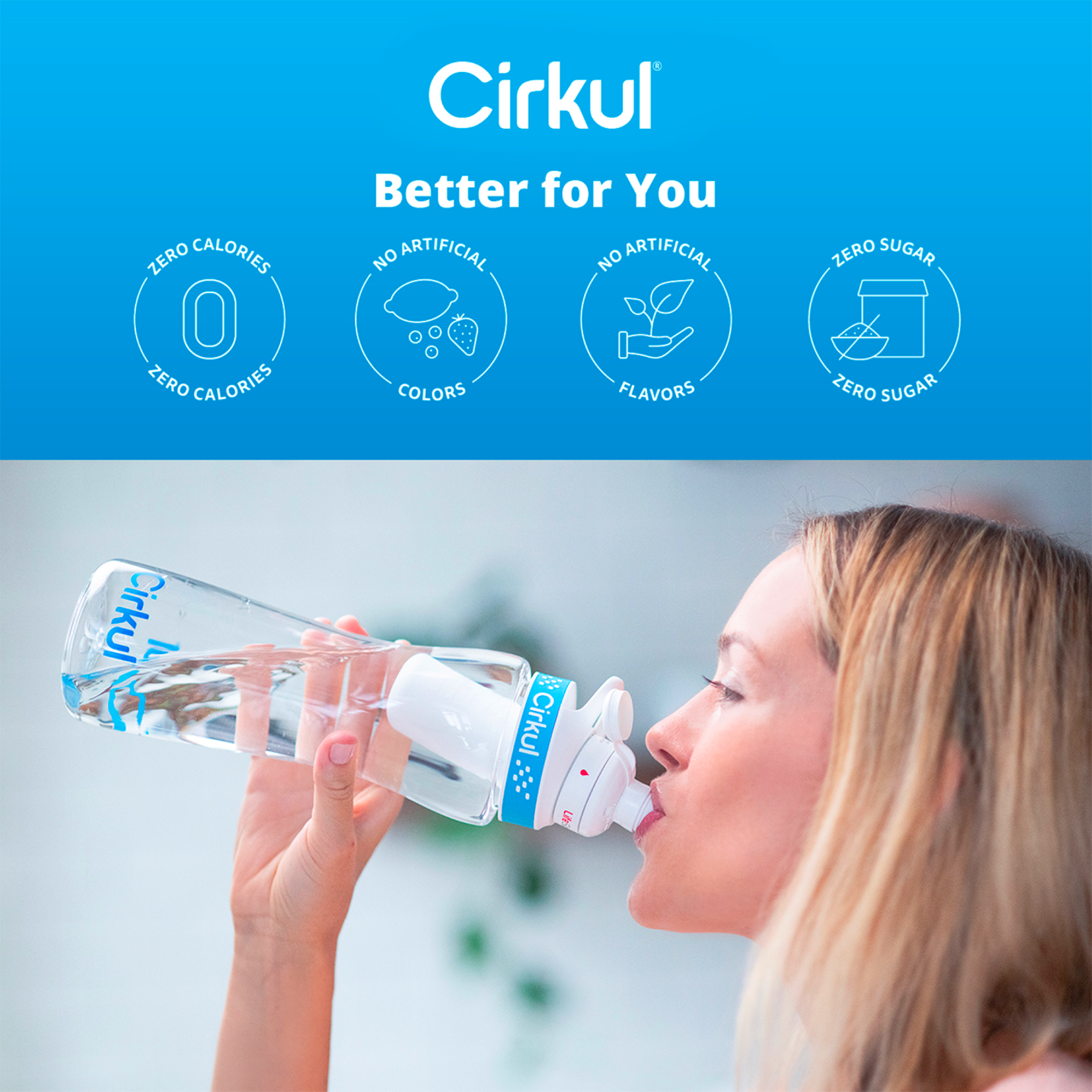 Cirkul 32oz Gray Plastic Bottle with Black Lid and Flavor Cartridge (GoSip Berry Blue Punch)