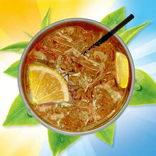 Bowl of lemon iced tea with lemon slice and ice cubes