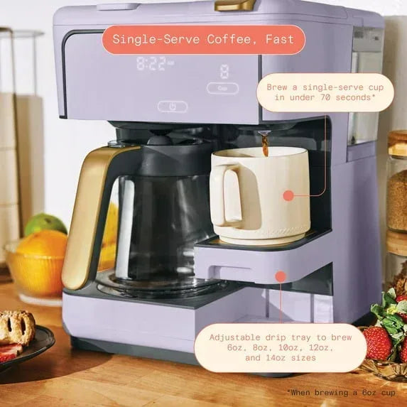 Beautiful Multi-Brew 12-Cup Programmable Drip & Single-Serve Coffee Maker, White Icing by Drew Barrymore