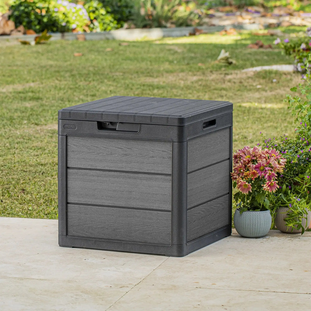 Keter Cortina 30 Gallon Resin Deck Box for Patio Outdoor Storage, Grey - USA MEGA SHOP