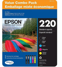 Epson 220 ink combo pack with 5 individual color cartridges, mixed colors