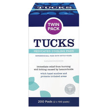 Medicated cooling pad box, twin pack, 200 pads, blue-and-white packaging
