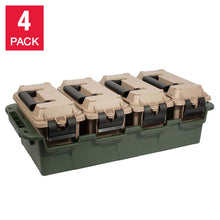 4-pack storage crate set with green base, beige lids, black organizer slots