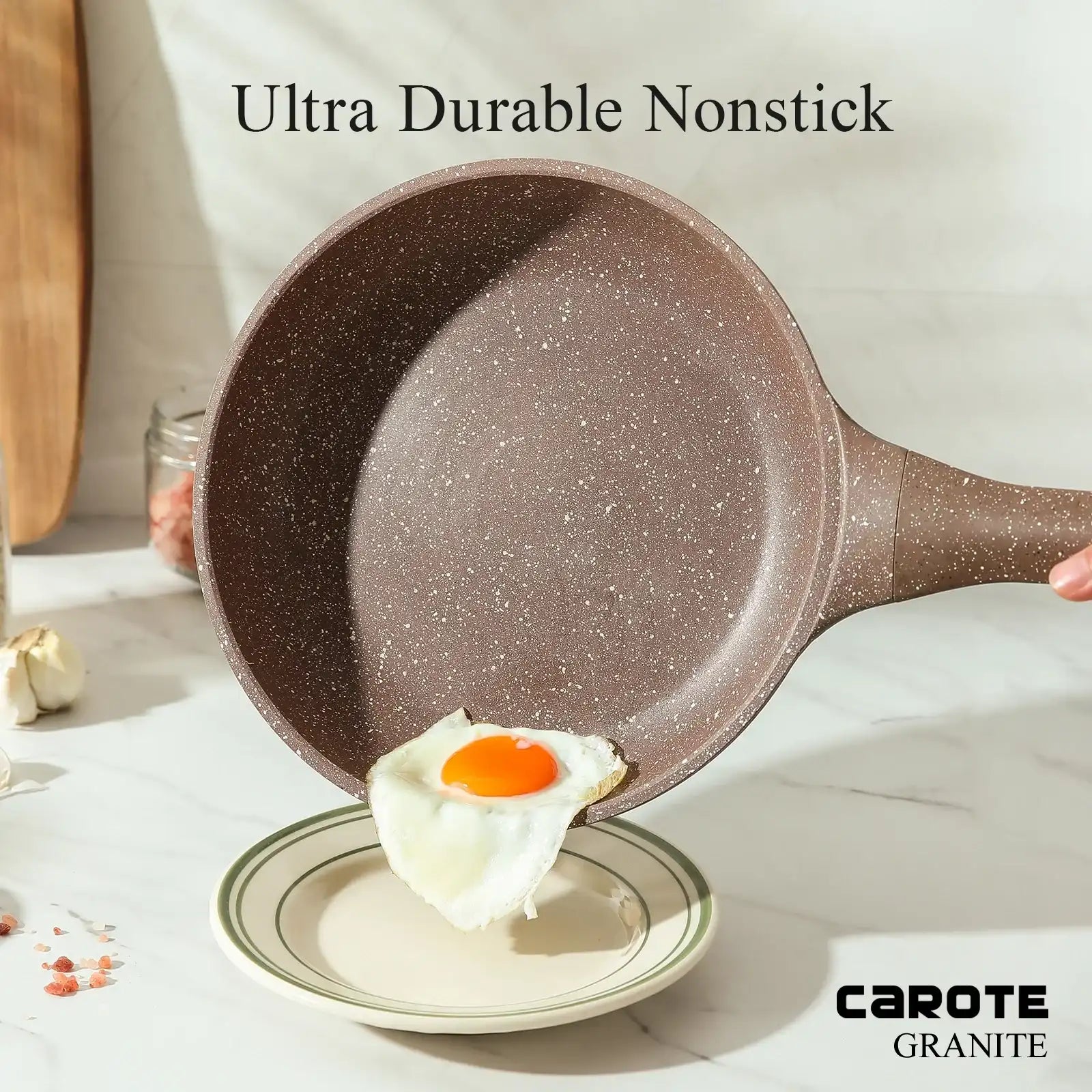 Carote Non Stick Pots and Pans Set,  Induction Kitchen Cookware Sets (Brown)