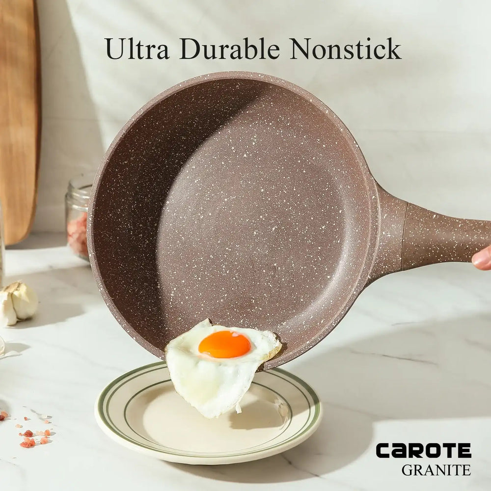 Carote Non Stick Pots and Pans Set,  Induction Kitchen Cookware Sets (Brown)