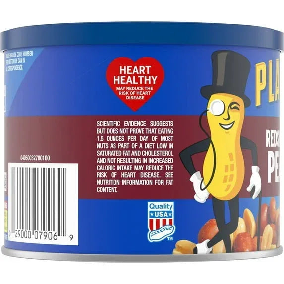 (6 pack) PLANTERS Redskin Spanish Peanuts, Roasted Salted Peanuts, Plant Based Protein, 12.5 oz Steel Can