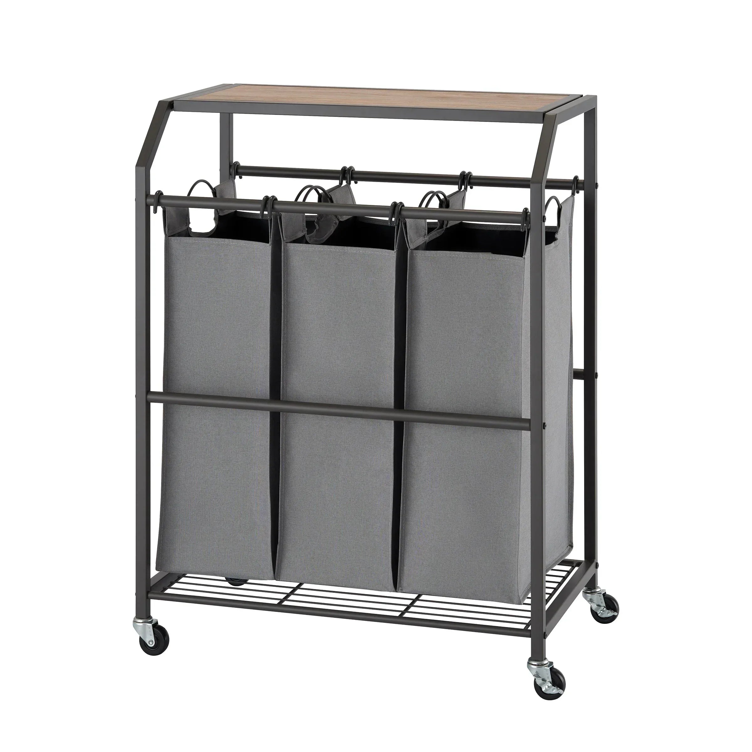 TRINITY 3-bag Laundry Cart with Flip-up Top - USA MEGA SHOP