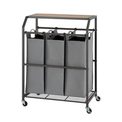 TRINITY 3-bag Laundry Cart with Flip-up Top - USA MEGA SHOP