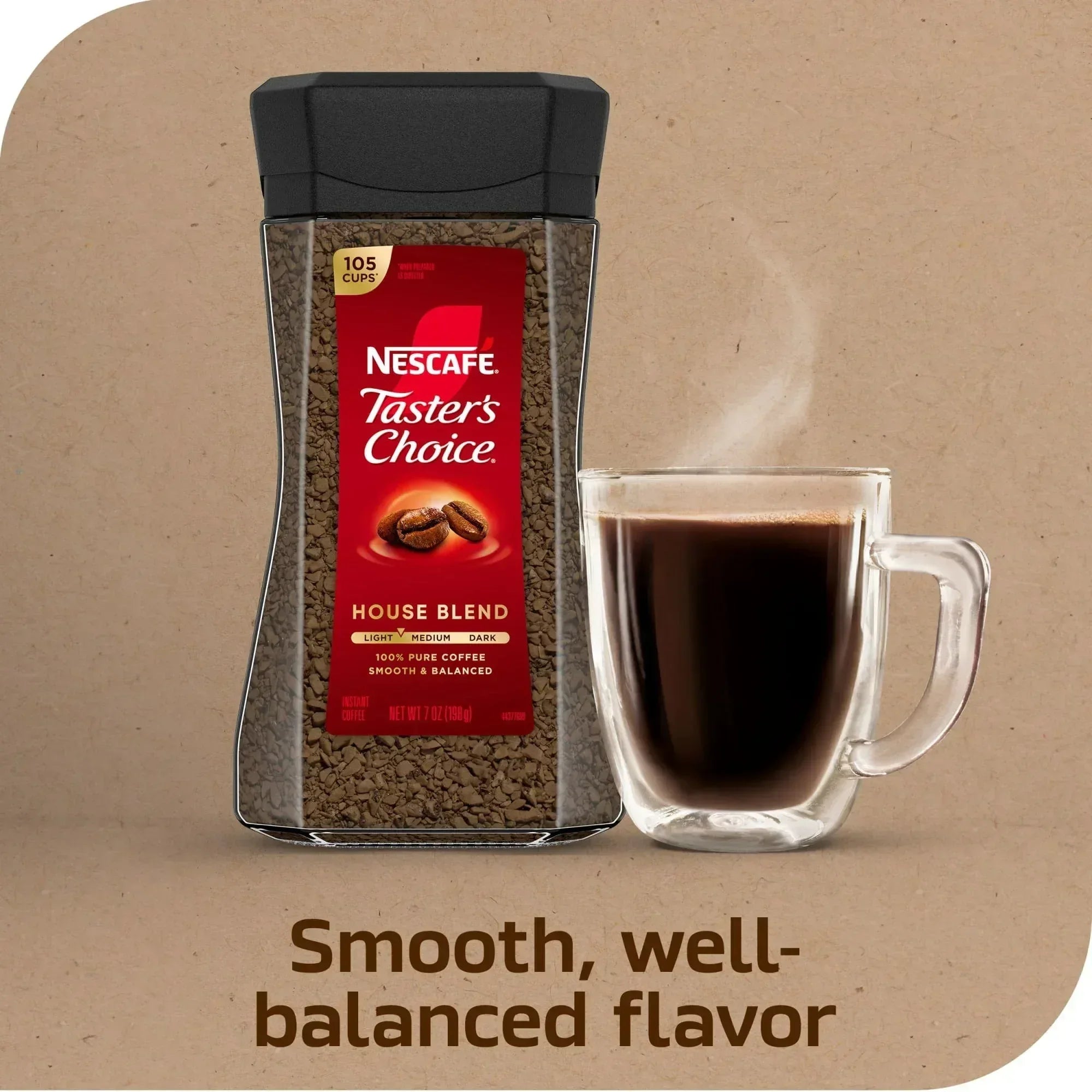 NESCAFÉ Taster's Choice House Blend, Light Medium Roast Instant Coffee, 7 oz, 1 Jar