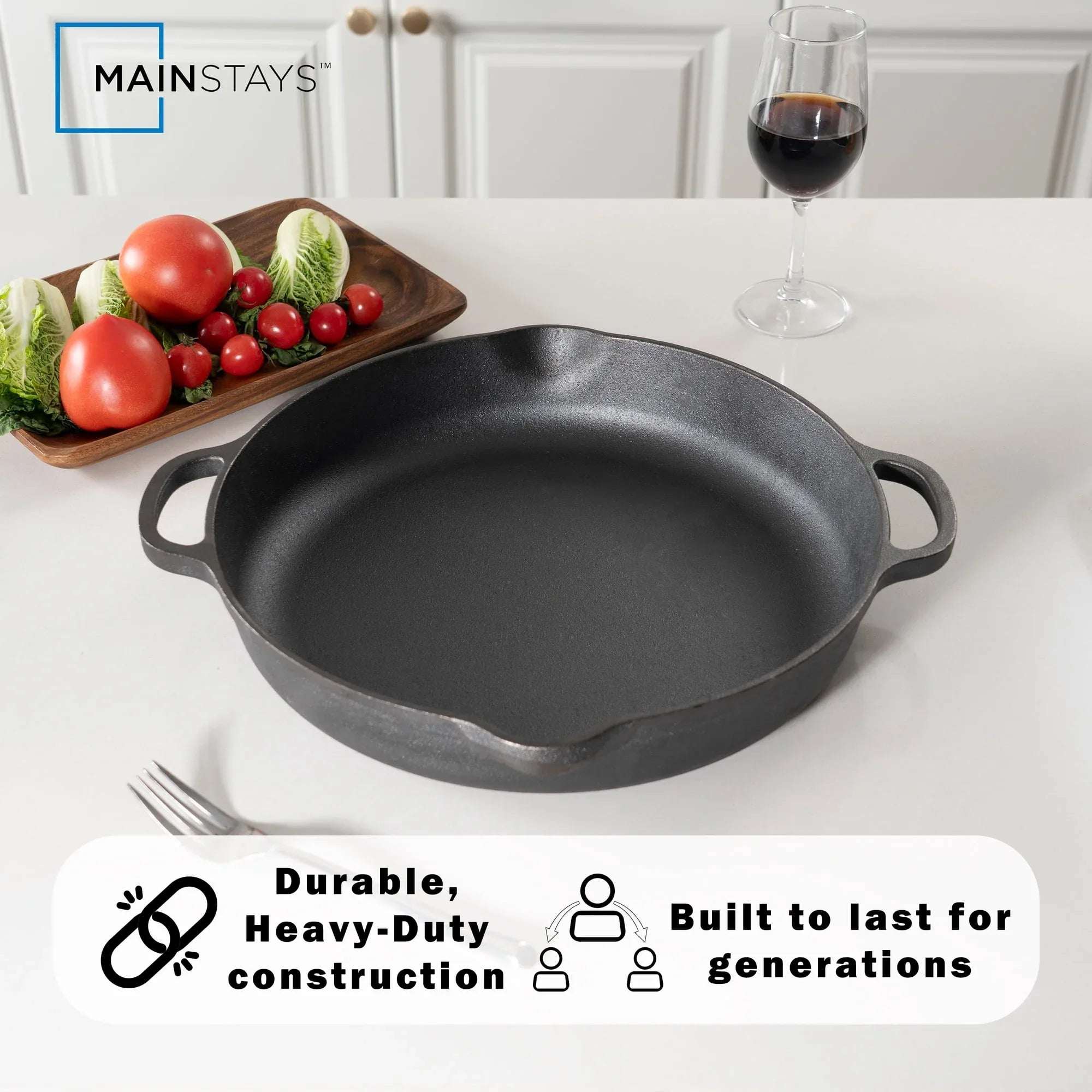 The Mainstays 14 inch Non-Stick Cast Iron Frying Pan, Black