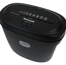 Honeywell cross-cut paper shredder top with control buttons and icon indicators