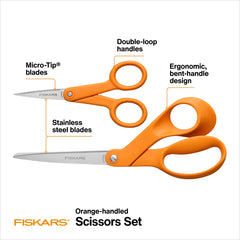 Fiskars Crafting Scissors 2-Piece Set: 8-inch and 5-inch Microtip Scissors