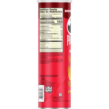 Potato crisps canister back panel with Nutrition Facts label