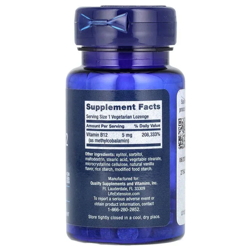 Life Extension, Vitamin B12 Methylcobalamin, Vegetarian Lozenges - USA MEGA SHOP
