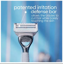 Women's razor head with multi-blade cartridge, designed for intimate shaving