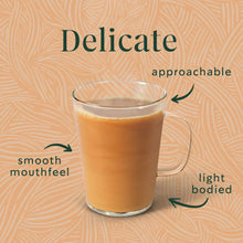 Glass mug of light coffee with smooth, delicate texture