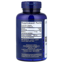 Blue creatine capsules bottle back label with Supplement Facts and ingredients list