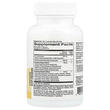 Supplement facts label on the back of a detox support veggie capsule bottle