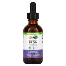 Amber dropper bottle for MaryRuth's Toddler Iron Organic Liquid Drops, grape