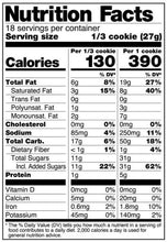 Nutrition Facts panel for Nutty Buddy Creme Pies sandwich cookies
