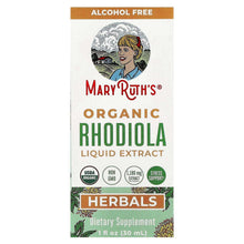 MaryRuth's Organic Rhodiola liquid extract supplement bottle front label, 1 fl oz