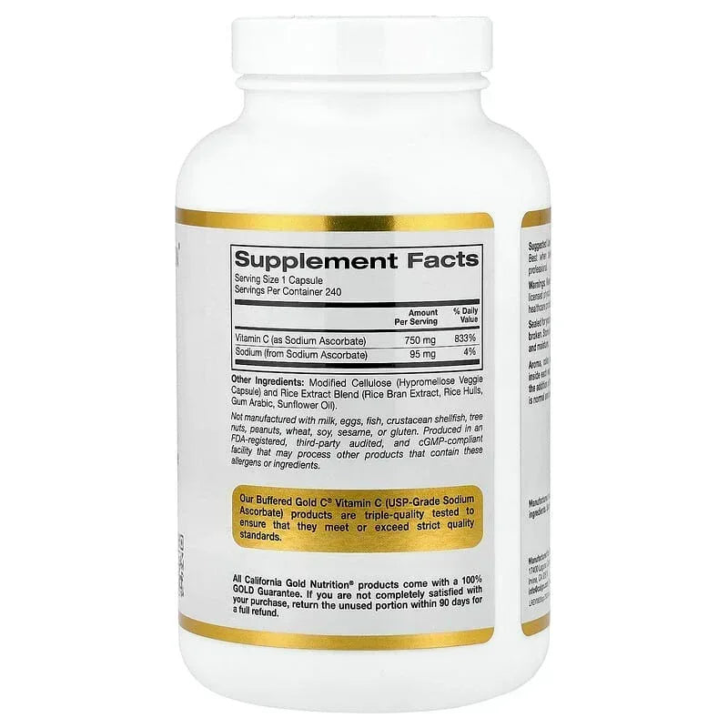 California Gold Nutrition, Buffered Gold C®, GOLD Standard Sodium Ascorbate (Vitamin C)