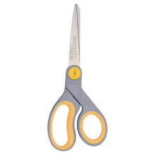 Westcott adjustable glide scissors, grey handles with yellow finger loops