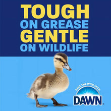 Dishwashing liquid ad featuring a duck and message 'tough on grease, gentle on wildlife'