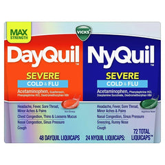Vicks DayQuil & NyQuil Severe Cold & Flu Relief Co-Pack, Over-the-Counter Medicine, 72 Count