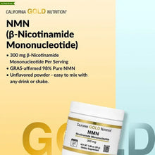 NMN supplement panel showing jar and NMN (beta-nicotinamide mononucleotide)