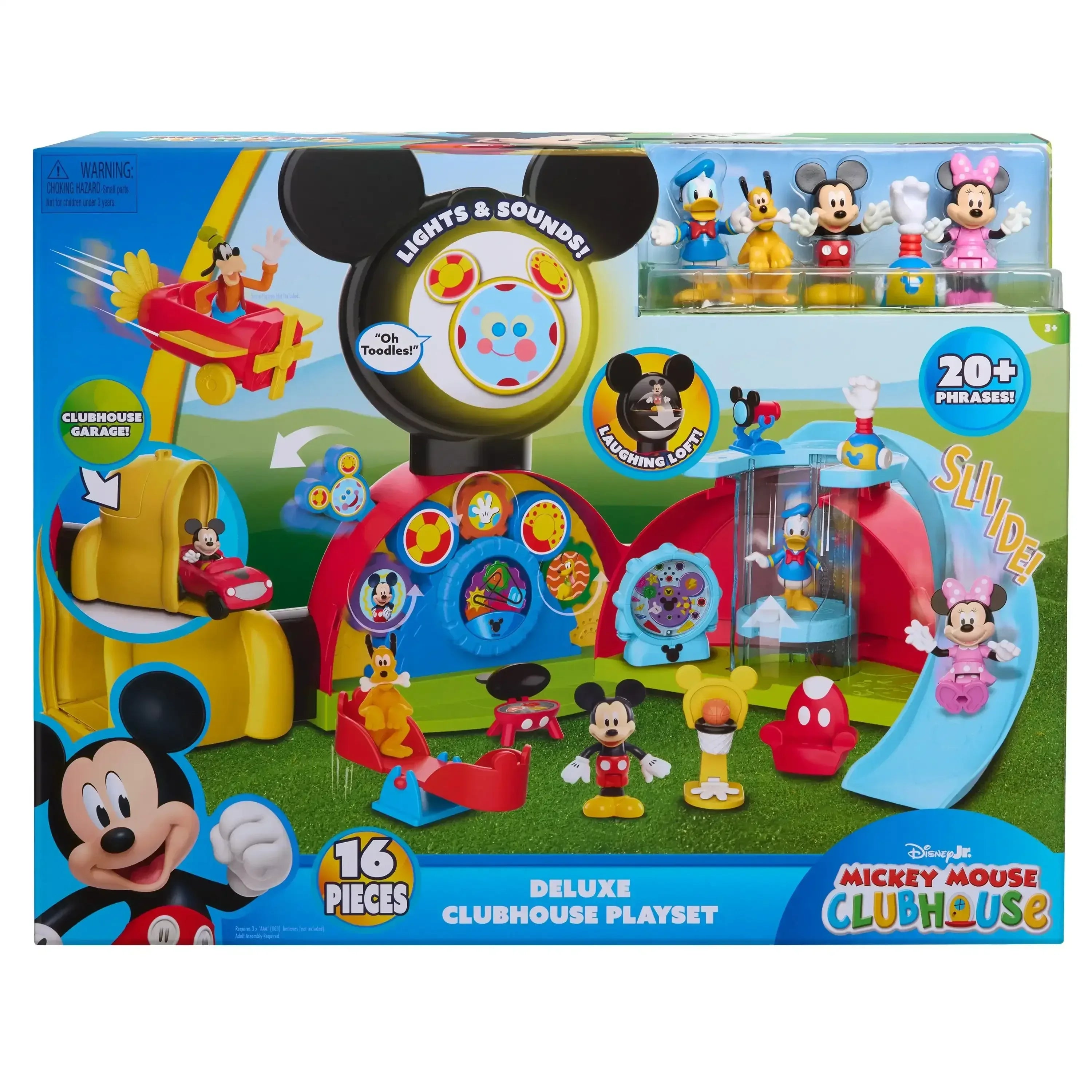 Disney Jr. Mickey Mouse 28-inch Clubhouse Deluxe Playset, 16-pieces, Kids Ages 3 and up