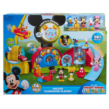 Mickey Mouse Clubhouse deluxe playset box showing 16 pieces and play features