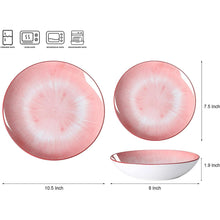 Pink and white dinner plate and bowl set