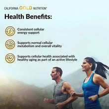 Health benefits card for NMN supplement with icons and active athletes