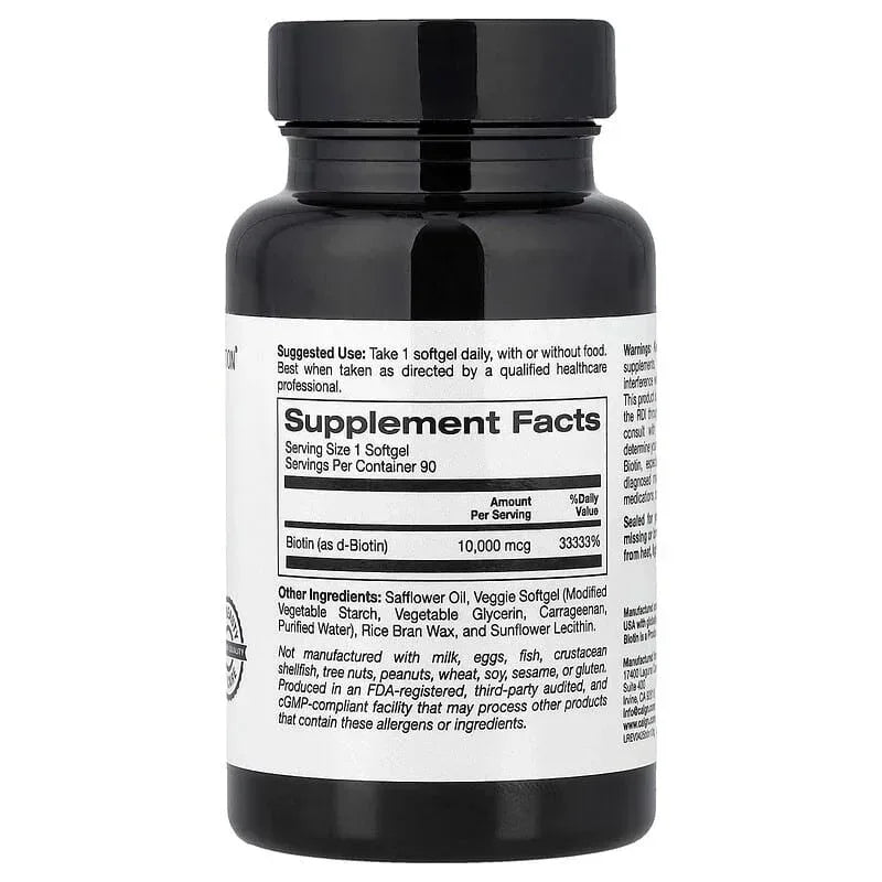 California Gold Nutrition, Biotin, 10,000 mcg, 90 Veggie Softgels