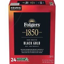 Keurig K-Cup coffee pod box with Folgers 1850 Black Gold dark roasted label