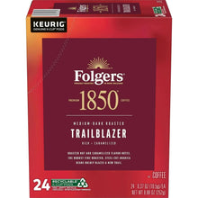 Keurig K-Cup pod box with Folgers 1850 Trailblazer medium-dark roast, 24 count