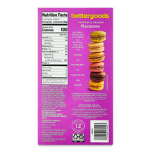 Assorted macaron back label with flavor list and nutrition facts
