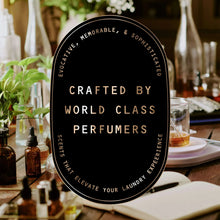 Crafted by World Class Perfumers badge for laundry scent booster