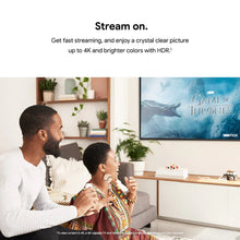 TV screen streaming content with family view and remote nearby