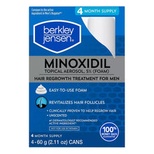 Berkley Jensen minoxidil 5% topical aerosol foam for men, 4-month supply box
